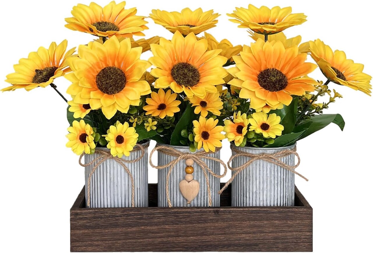 Artificial Sunflower Table Centerpieces – Farmhouse Decor for Home & Wedding